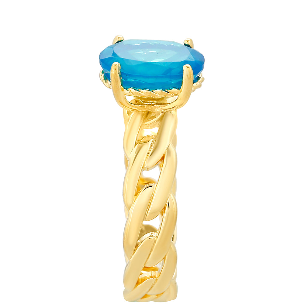 Pozlátený Strieborný Prsteň s Etiópskym Paraiba Modrým Opálom 3 