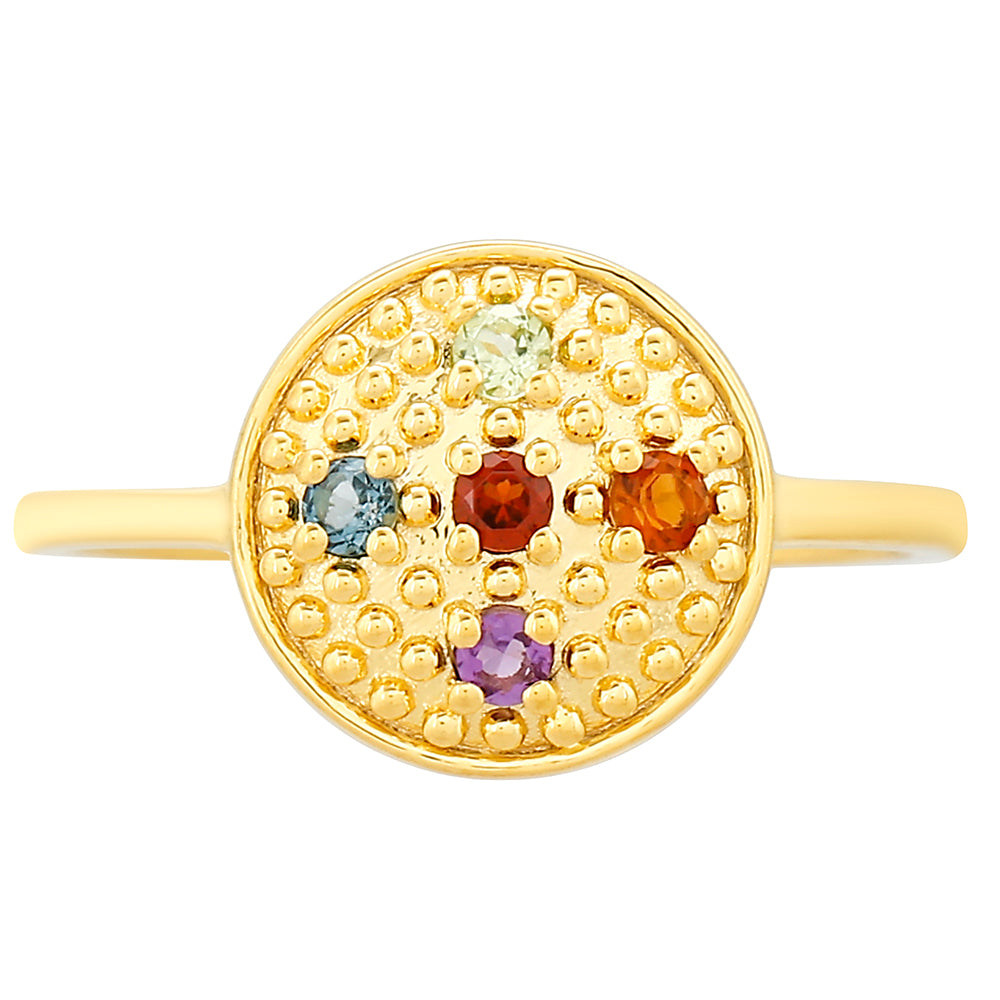 Pozlátený Strieborný Prsteň s Ametystom a Citrínom z Madeiry