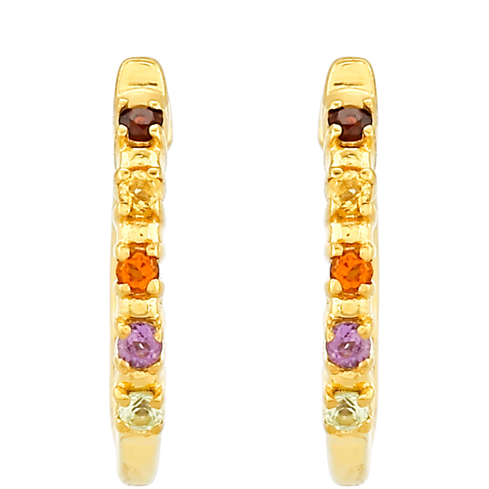 Pozlátené Strieborné Náušnice s Ametystom a Citrínom z Madeiry