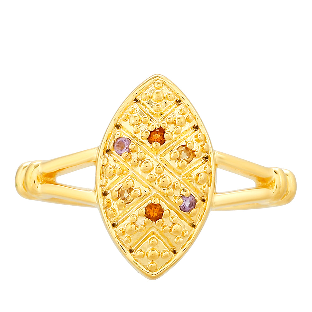 Pozlátený Strieborný Prsteň s Ametystom a Citrínom z Madeiry 1 