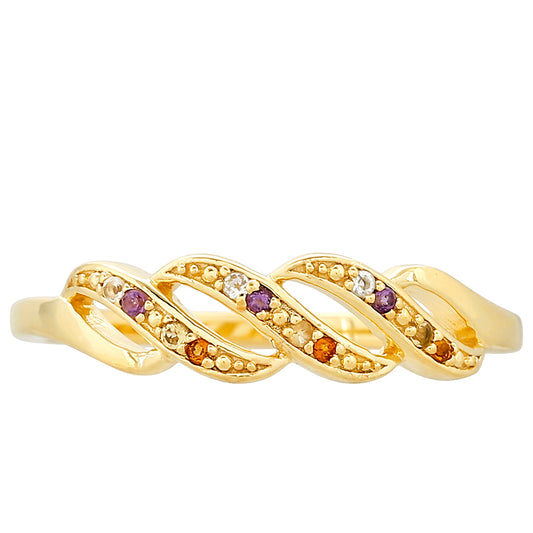 Pozlátený Strieborný Prsteň s Ametystom a Citrínom z Madeiry