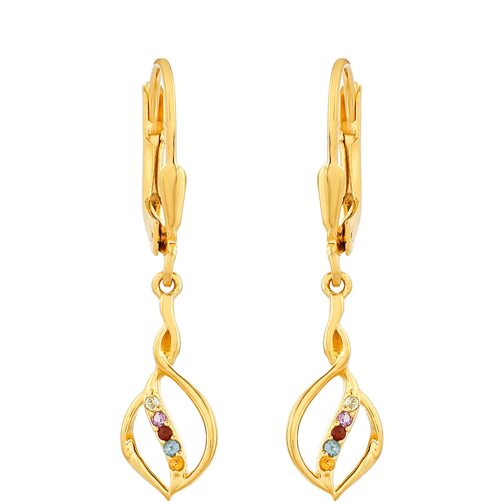 Pozlátené Strieborné Náušnice s Ametystom a Citrínom