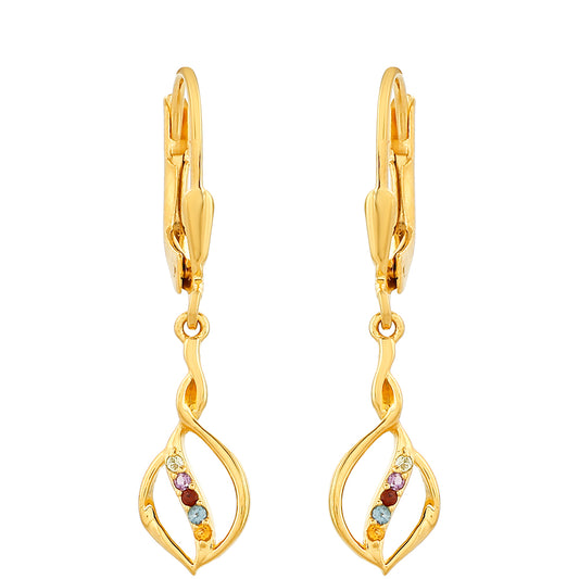 Pozlátené Strieborné Náušnice s Ametystom a Citrínom