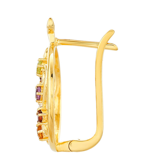 Pozlátené Strieborné Náušnice s Ametystom a Citrínom