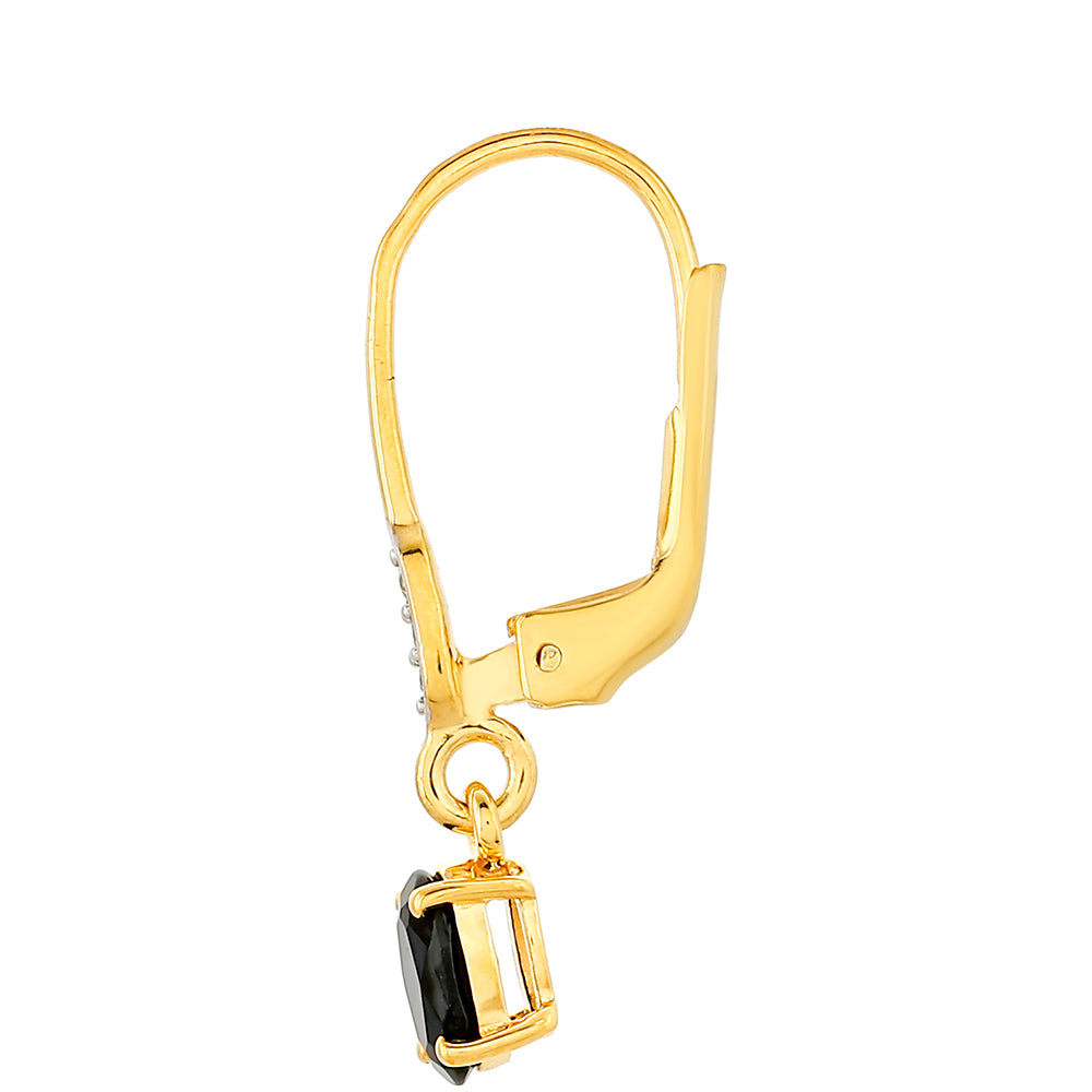 Pozlátené Strieborné Náušnice s Čiernym Turmalínom a Bielym Topásom