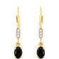 Pozlátené Strieborné Náušnice s Čiernym Turmalínom a Bielym Topásom