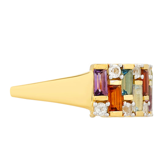 Pozlátený Strieborný Prsteň s Ametystom a Citrínom