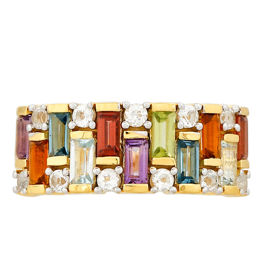 Pozlátený Strieborný Prsteň s Ametystom a Citrínom