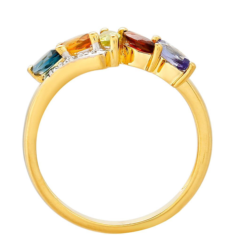 Pozlátený Strieborný Prsteň s Tanzanitom a Citrínom 4 