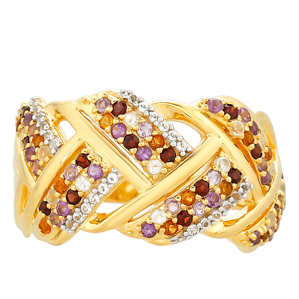 Pozlátený Strieborný Prsteň s Ametystom a Citrínom z Madeiry 1 