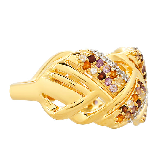 Pozlátený Strieborný Prsteň s Ametystom a Citrínom z Madeiry