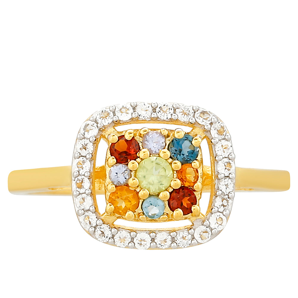 Pozlátený Strieborný Prsteň s Tanzanitom a Citrínom z Madeiry 1 