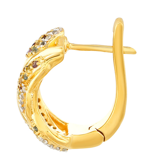 Pozlátené Strieborné Náušnice s Ametystom a Citrínom