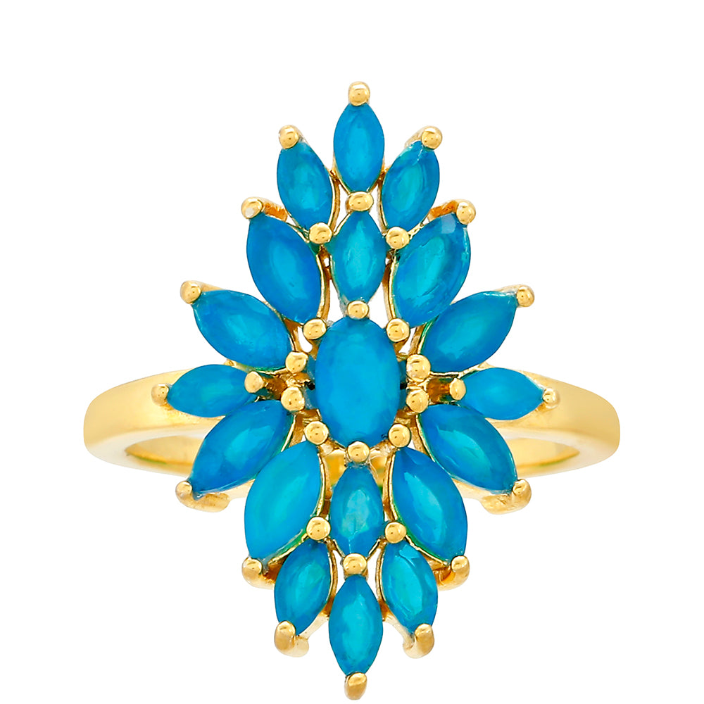 Pozlátený Strieborný Prsteň s Etiópskym Paraiba Modrým Opálom 1 