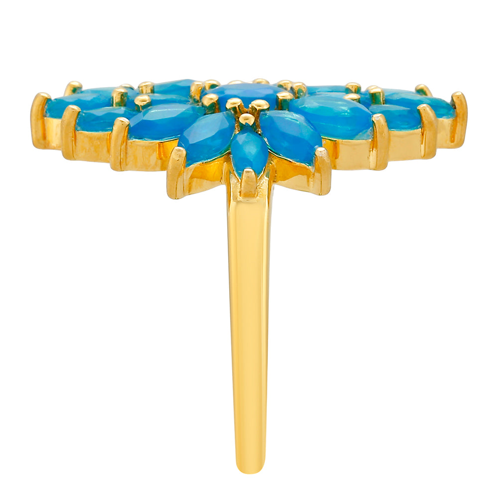 Pozlátený Strieborný Prsteň s Etiópskym Paraiba Modrým Opálom