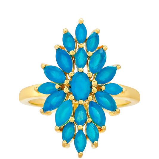 Pozlátený Strieborný Prsteň s Etiópskym Paraiba Modrým Opálom