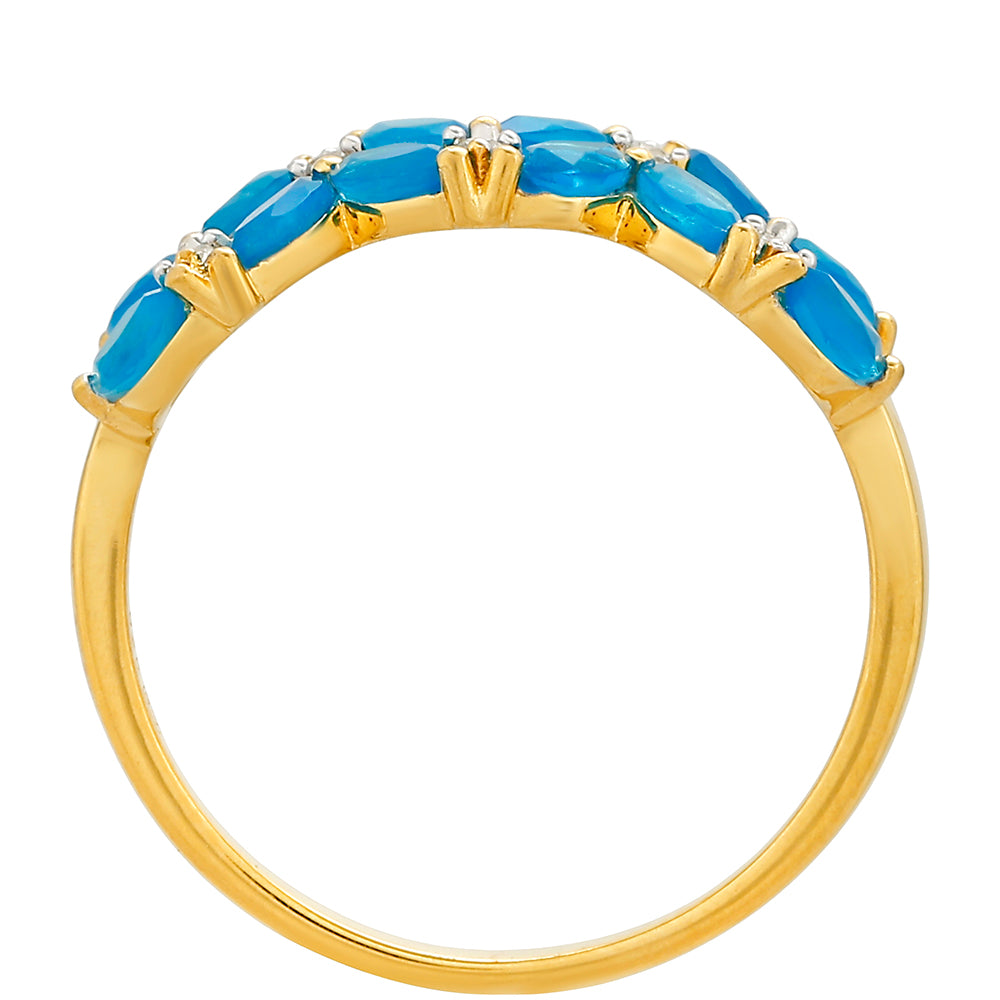 Pozlátený Strieborný Prsteň s Etiópskym Paraiba Modrým Opálom a Bielym Topásom 3 