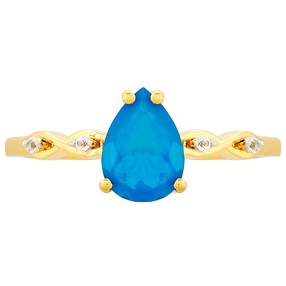 Pozlátený Strieborný Prsteň s Etiópskym Paraiba Modrým Opálom a Bielym Topásom 1 