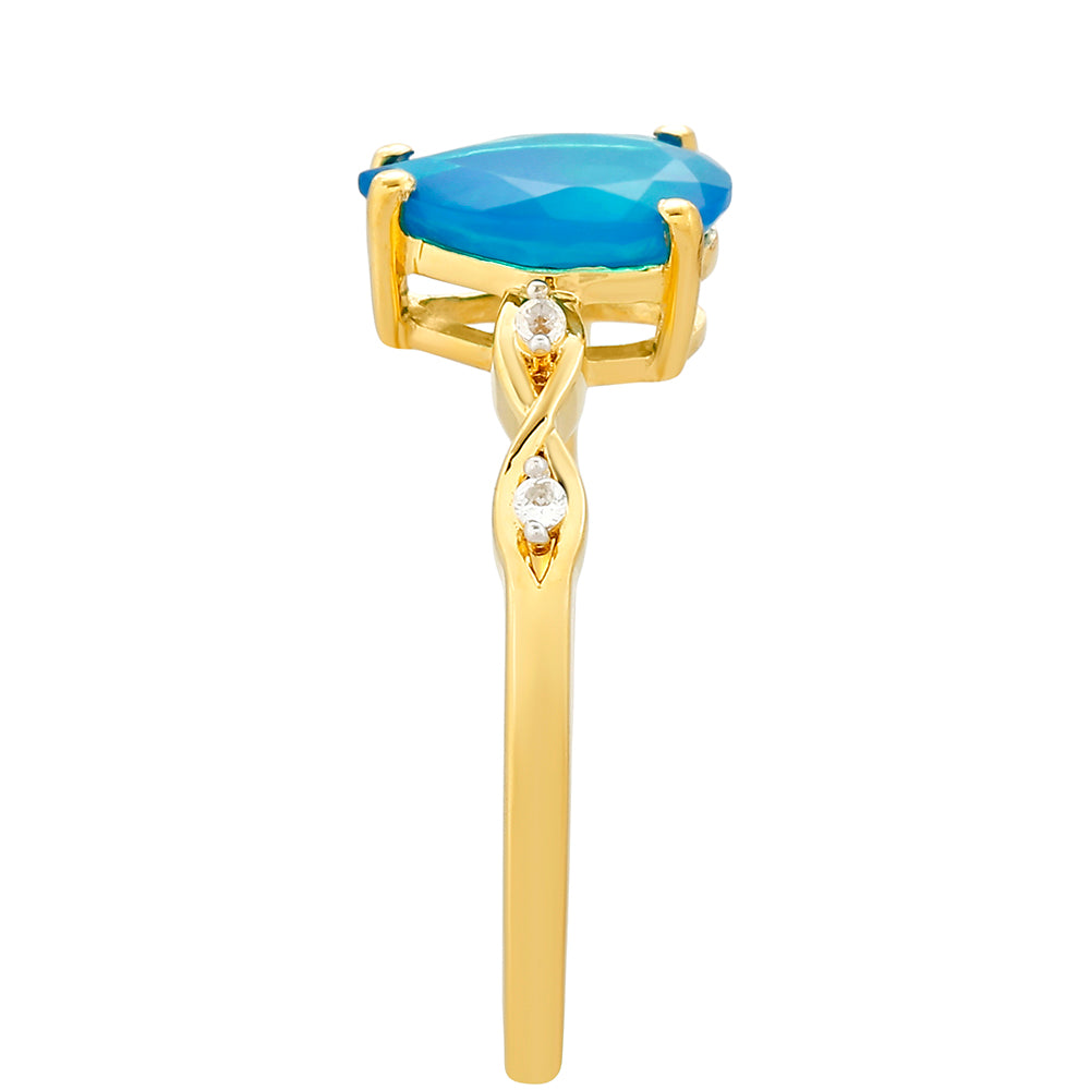 Pozlátený Strieborný Prsteň s Etiópskym Paraiba Modrým Opálom a Bielym Topásom 3 