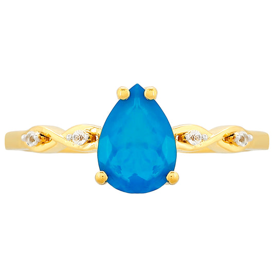 Pozlátený Strieborný Prsteň s Etiópskym Paraiba Modrým Opálom a Bielym Topásom