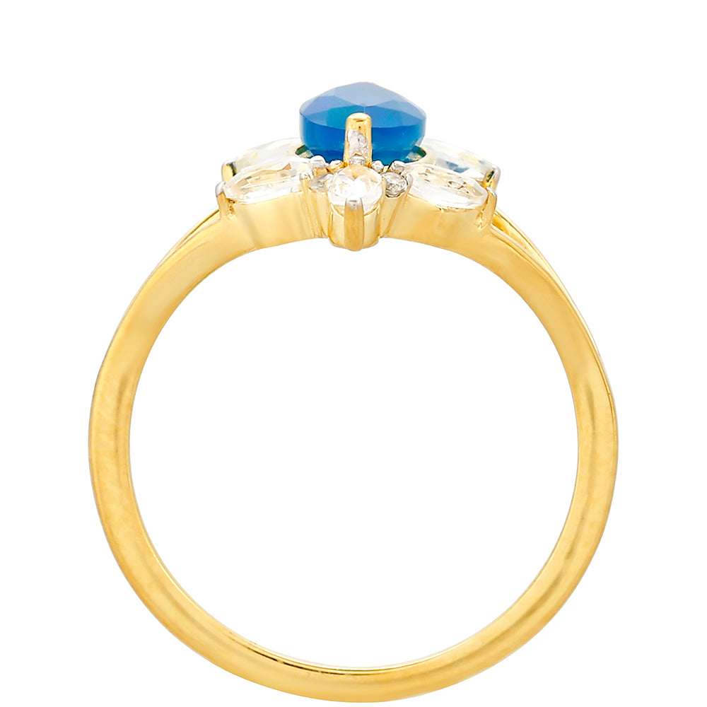 Pozlátený Strieborný Prsteň s Etiópskym Paraiba Modrým Opálom a Bielym Topásom 4 