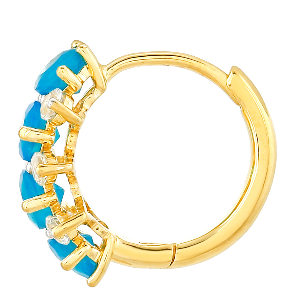 Pozlátené Strieborné Náušnice s Etiópskym Paraiba Modrým Opálom a Bielym Topásom 2 