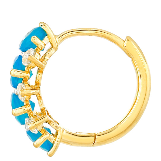 Pozlátené Strieborné Náušnice s Etiópskym Paraiba Modrým Opálom a Bielym Topásom