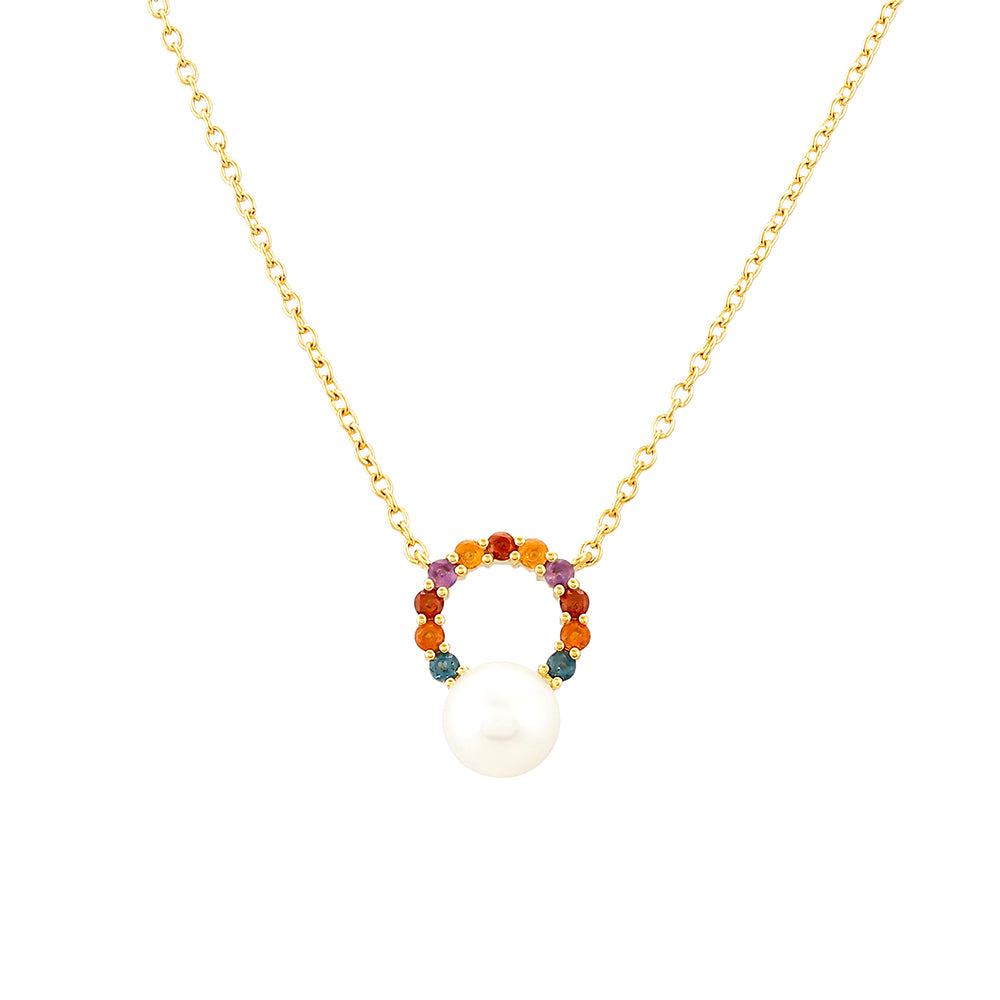 Pozlátený Strieborný Náhrdelník s Ametystom a Citrínom z Madeiry