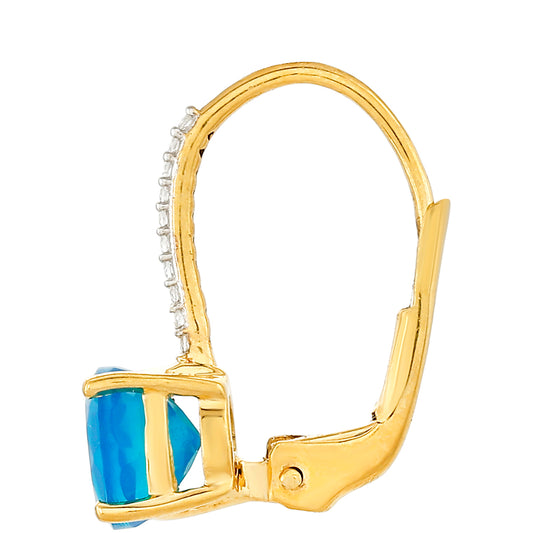 Pozlátené Strieborné Náušnice s Etiópskym Paraiba Modrým Opálom a Bielym Topásom