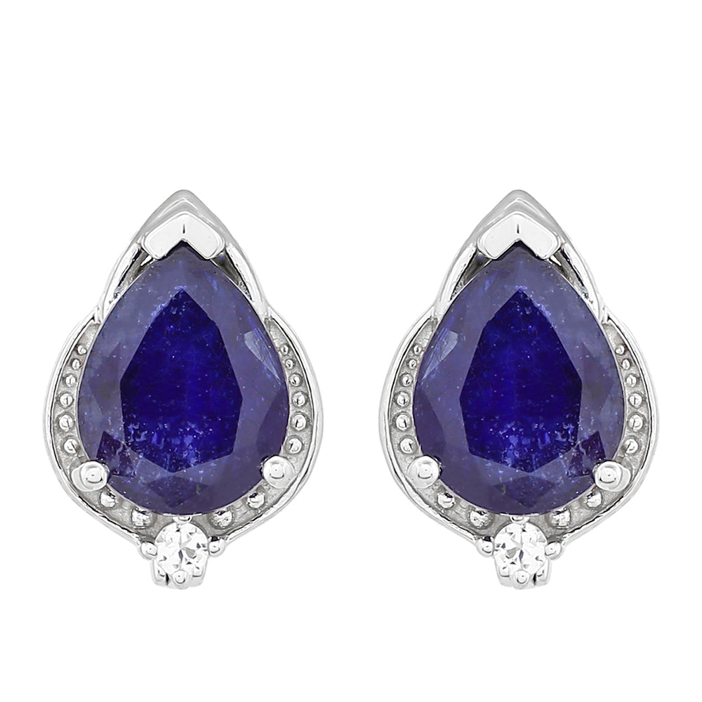 Strieborné Náušnice s Thajským Zafírom a Bielym Topásom 1 