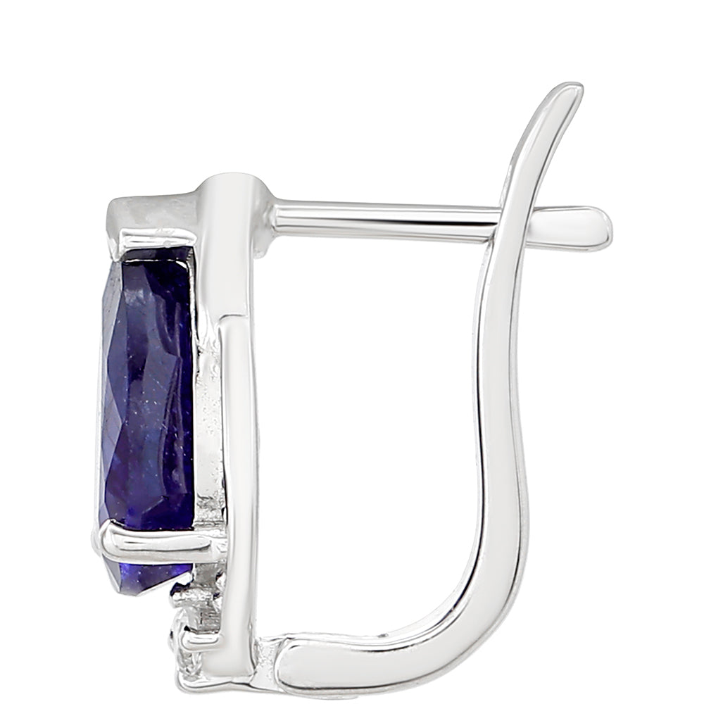 Strieborné Náušnice s Thajským Zafírom a Bielym Topásom 2 