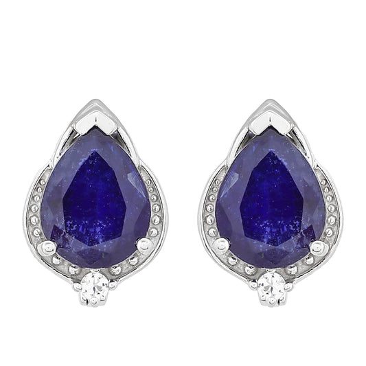 Strieborné Náušnice s Thajským Zafírom a Bielym Topásom