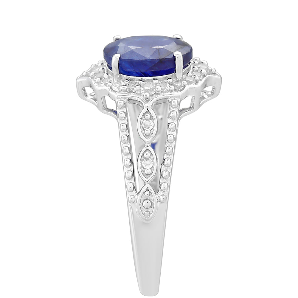 Strieborný Prsteň s Thajským Zafírom a Bielym Topásom 3 