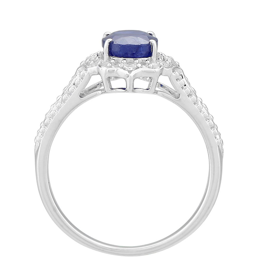 Strieborný Prsteň s Thajským Zafírom a Bielym Topásom 4 