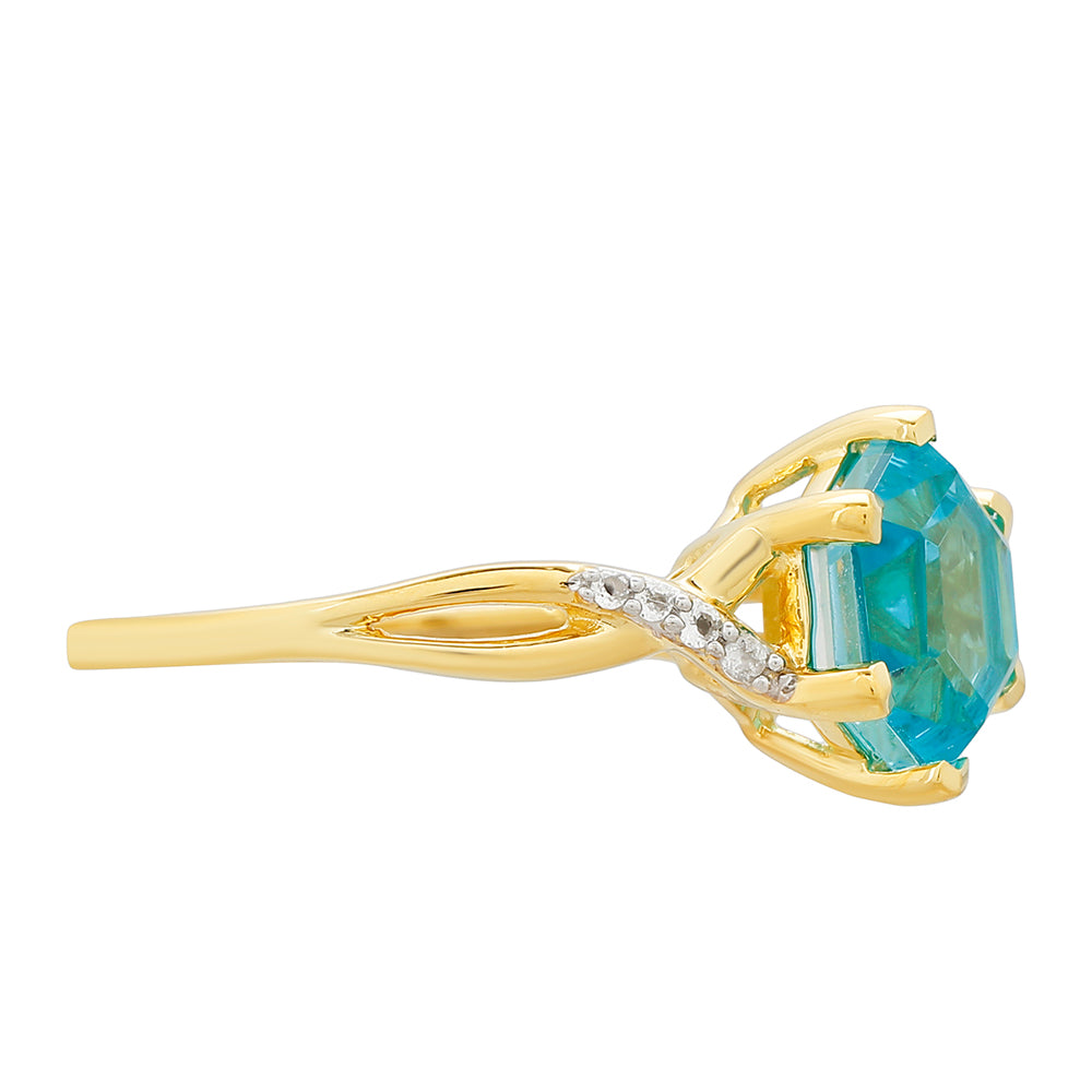 Pozlátený Strieborný Prsteň s Paraiba Kremeňom a Bielym Topásom 2 