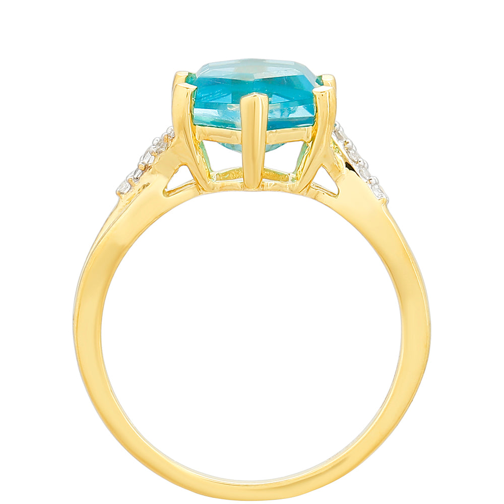 Pozlátený Strieborný Prsteň s Paraiba Kremeňom a Bielym Topásom 4 