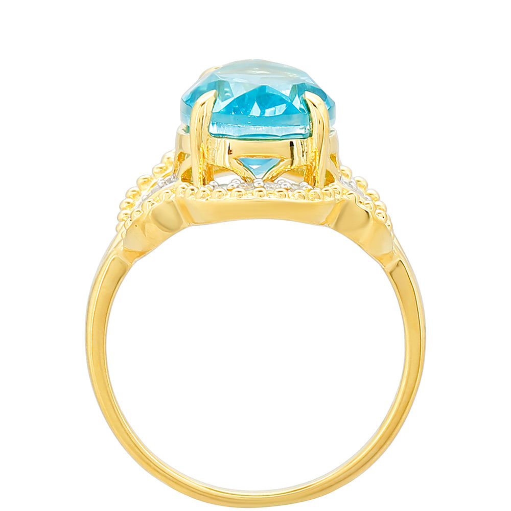 Pozlátený Strieborný Prsteň s Paraiba Kremeňom a Bielym Topásom 4 