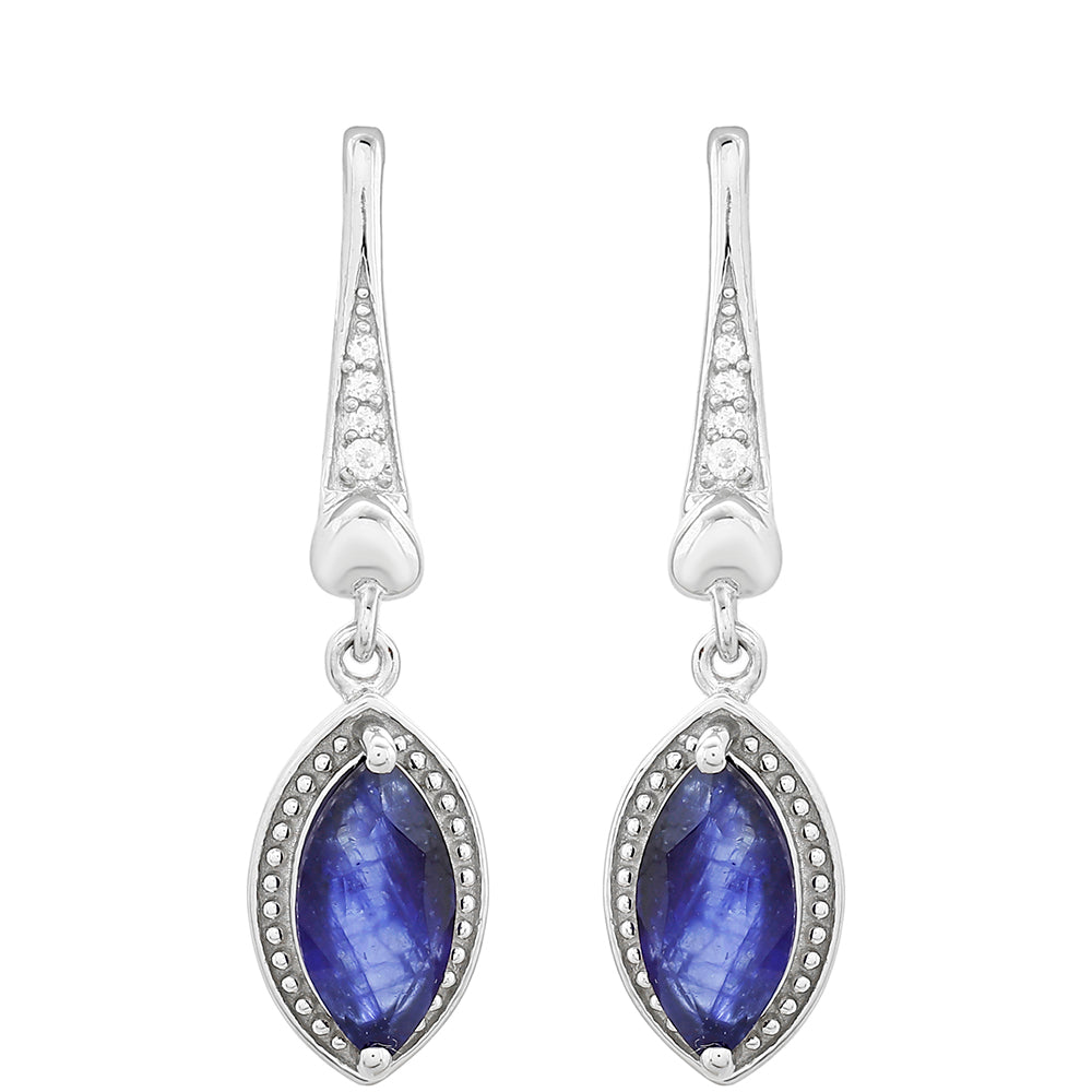 Strieborné Náušnice s Thajským Zafírom a Bielym Topásom