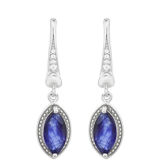 Strieborné Náušnice s Thajským Zafírom a Bielym Topásom