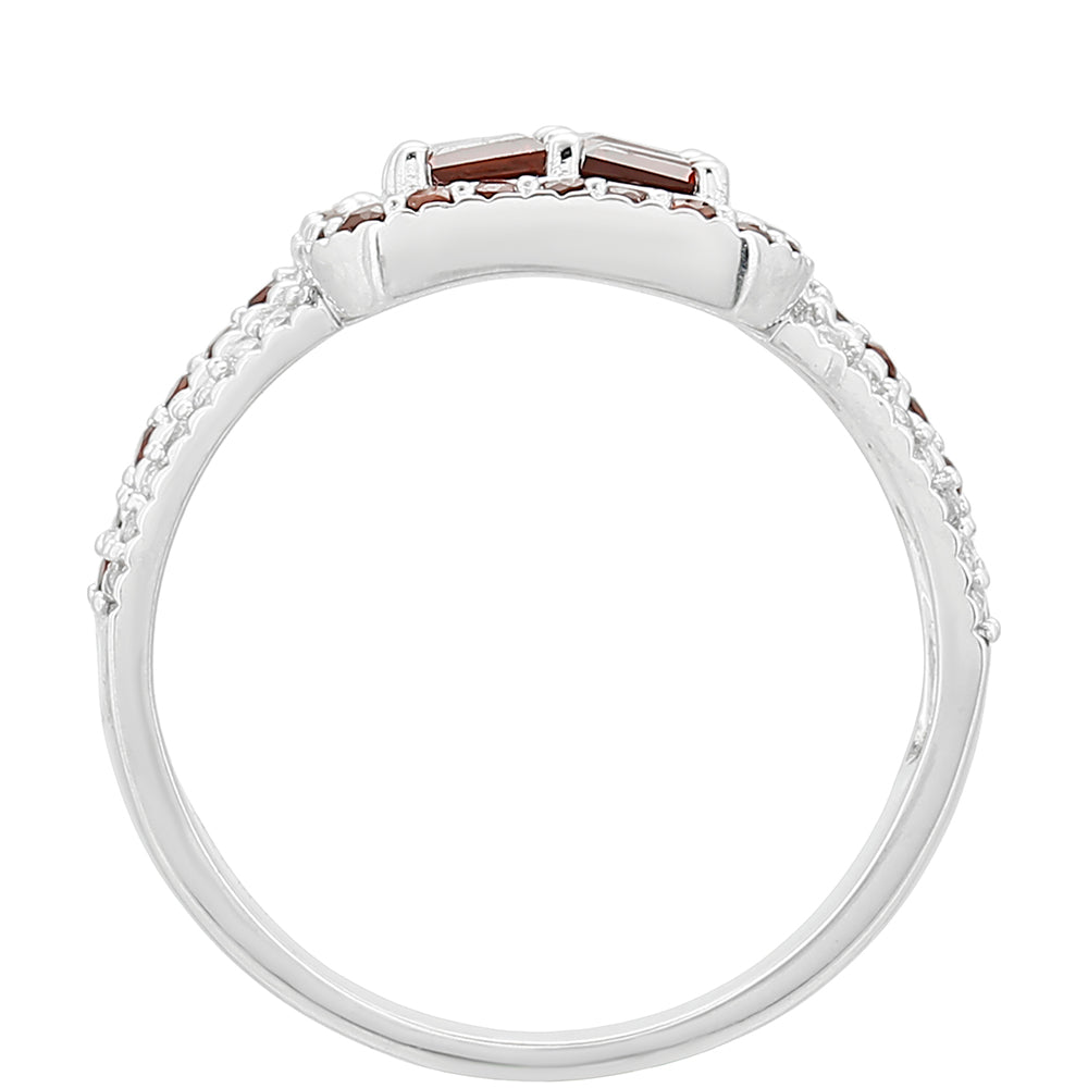 Strieborný Prsteň s Granátom a Bielym Topásom 4 