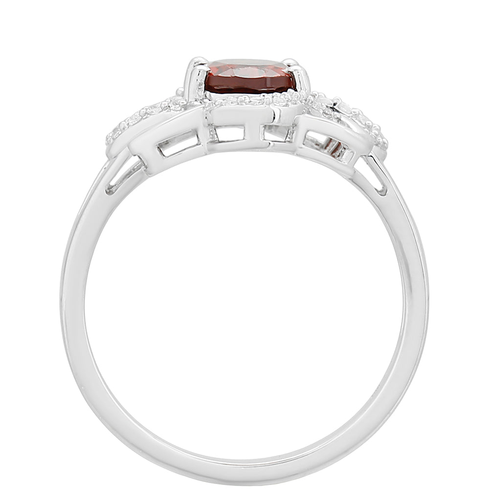 Strieborný Prsteň s Granátom a Bielym Topásom 4 