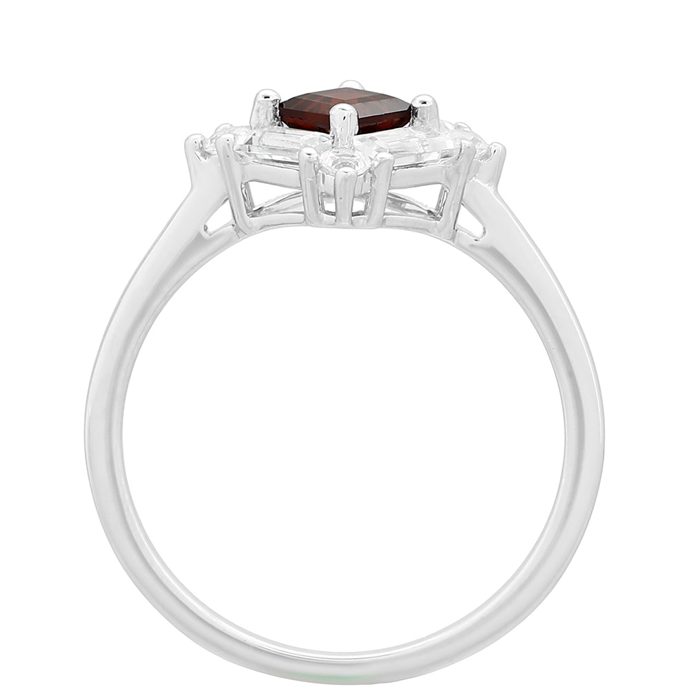 Strieborný Prsteň s Granátom a Bielym Topásom 4 