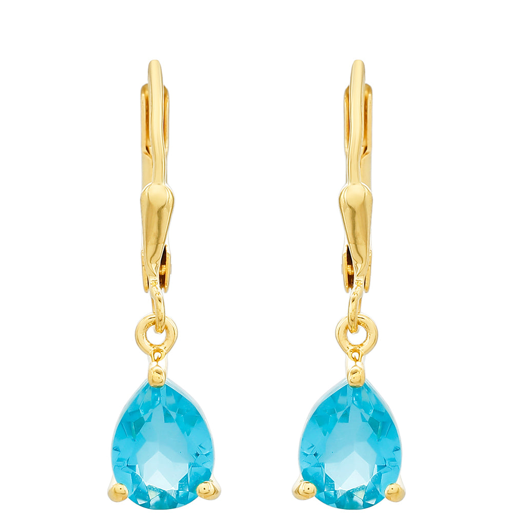 Pozlátené Strieborné Náušnice s Paraiba Kremeňom