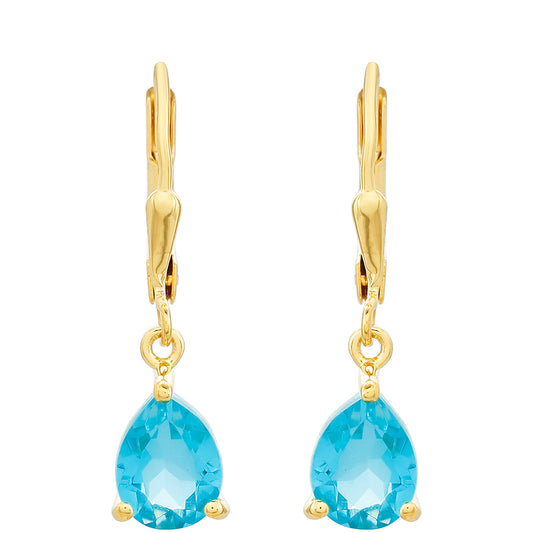 Pozlátené Strieborné Náušnice s Paraiba Kremeňom