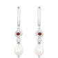 Strieborné Náušnice s Granátom a Bielou Sladkovodnou Perlou