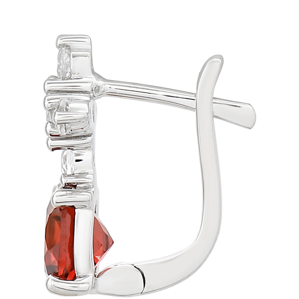 Strieborné Náušnice s Granátom a Bielym Topásom 2 