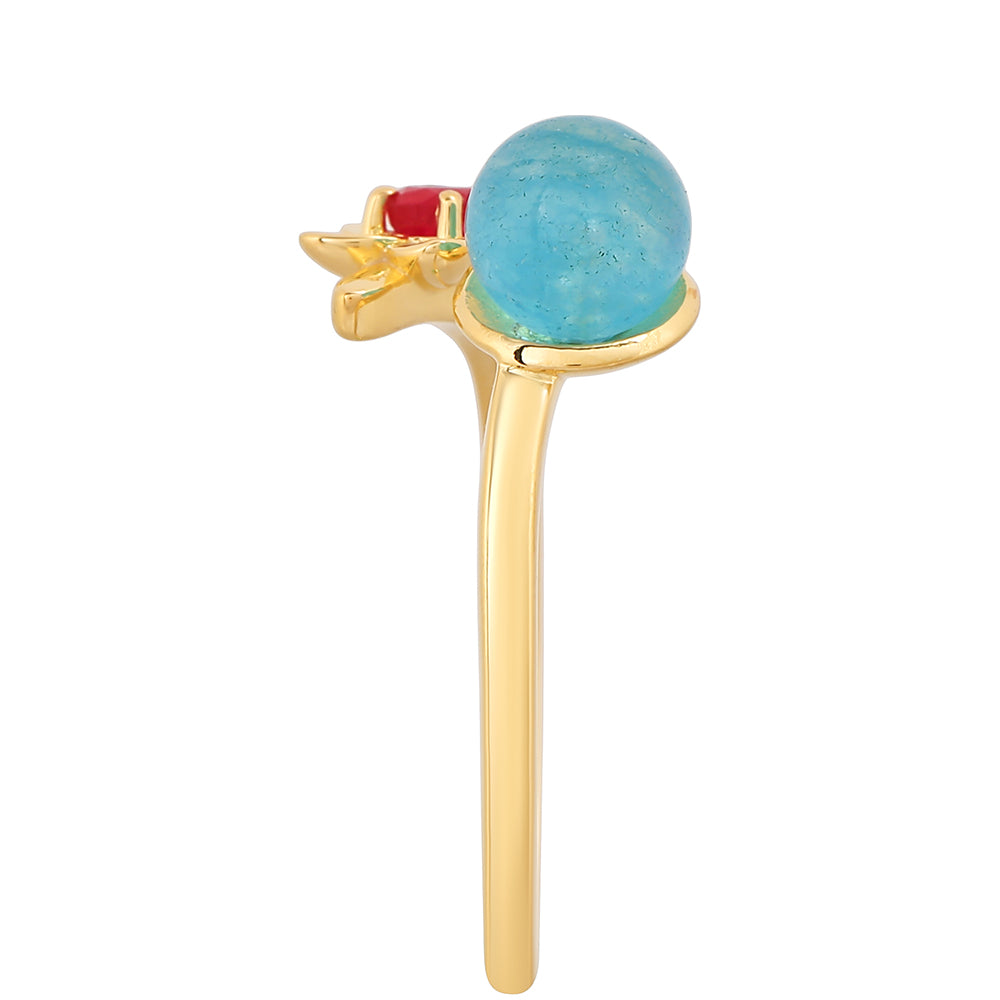 Pozlátený Strieborný Prsteň s Paraiba Kremeňom a Červeným Kremeňom 3 