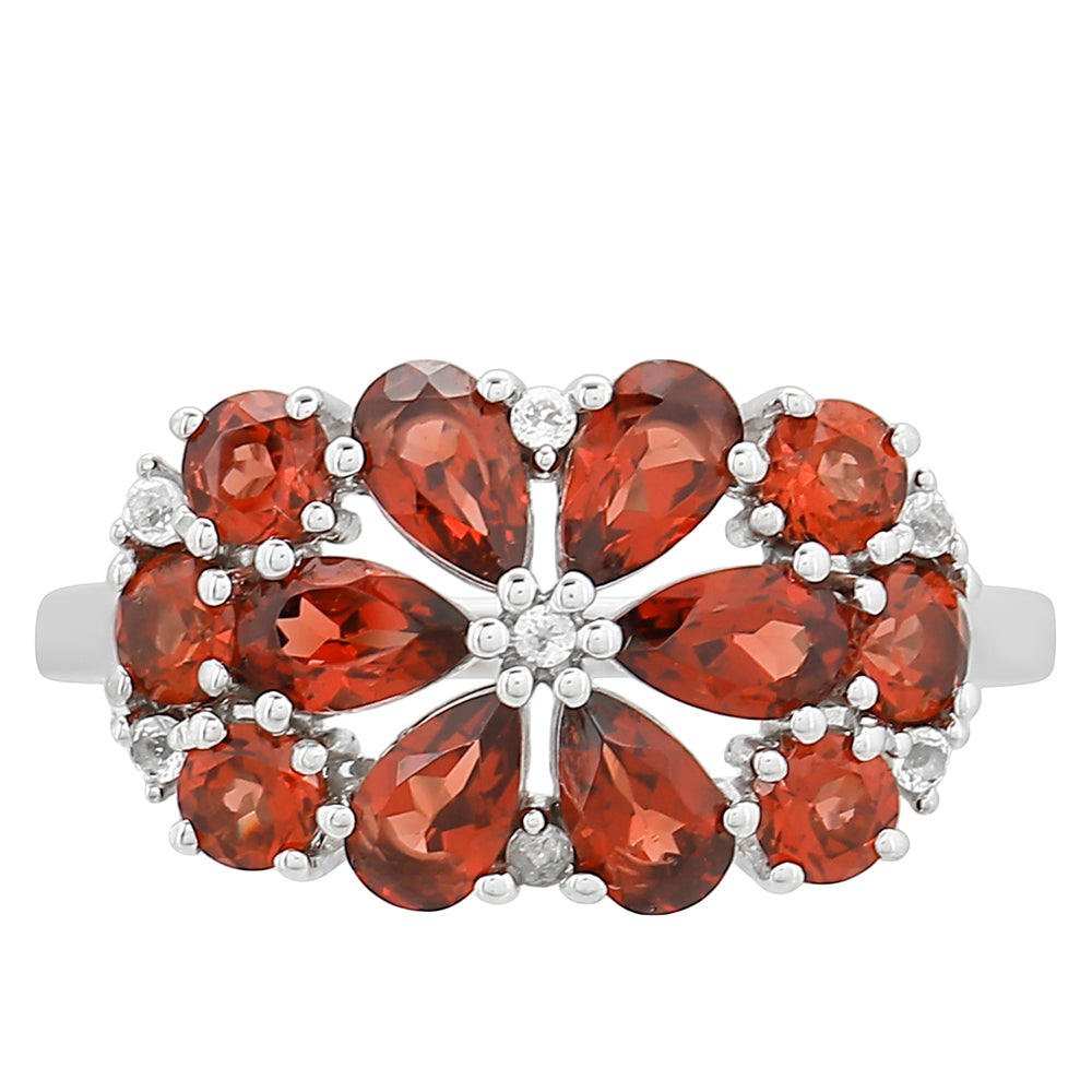 Strieborný Prsteň s Granátom a Bielym Topásom 1 