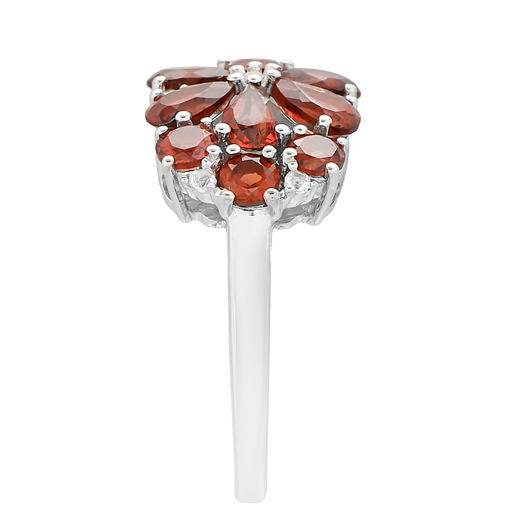 Strieborný Prsteň s Granátom a Bielym Topásom 3 