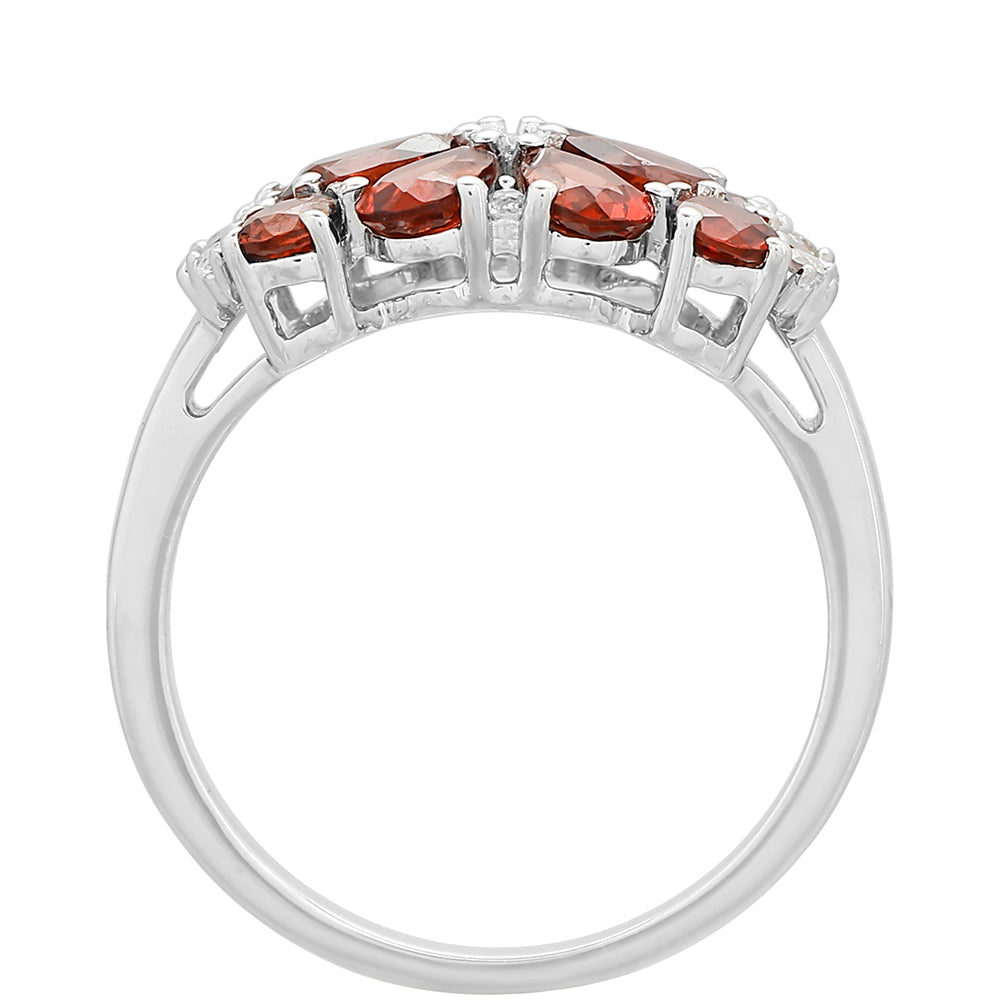 Strieborný Prsteň s Granátom a Bielym Topásom 4 